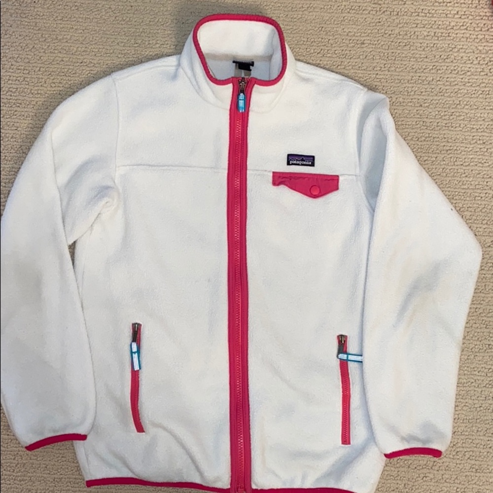 Patagonia Girl Synchilla Ivory White Fleece XL 12